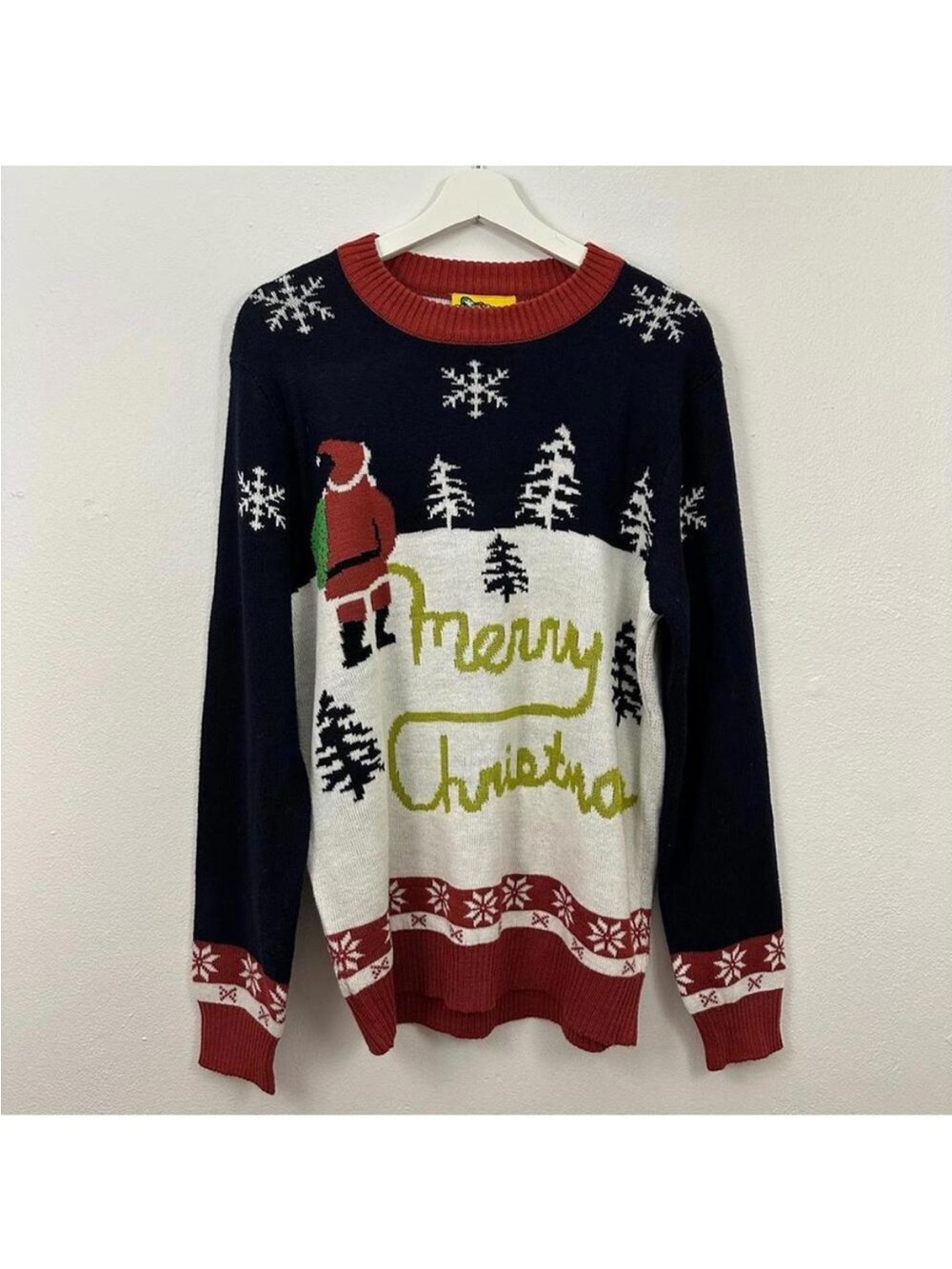 Tipsy Elves Men’s Santa Merry Christmas Ugly Sweater Size L